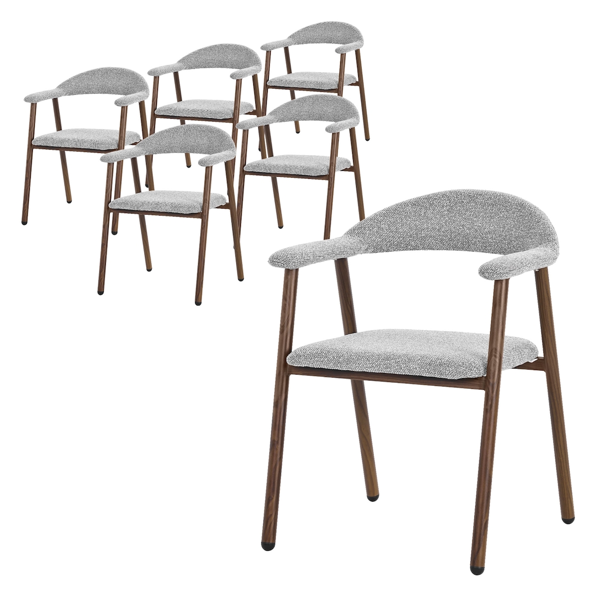 ML-Design Esszimmerstühle 6er Set mit Armlehne, Küchenstühle Grau, Wohnzimmerstühle mit Rückenlehne, Polsterstühle Stahlgestell, Ergonomische Sessel Image