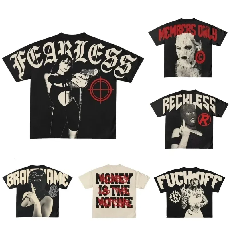 Designer T-Shirt Y2K Hip Hop Damen Herren Sommer Locker Sitzend Modisch Lässiges Shirt Luxus-Kleidung Streetwear Hochwertige Unisex T-Shirts Moto Image