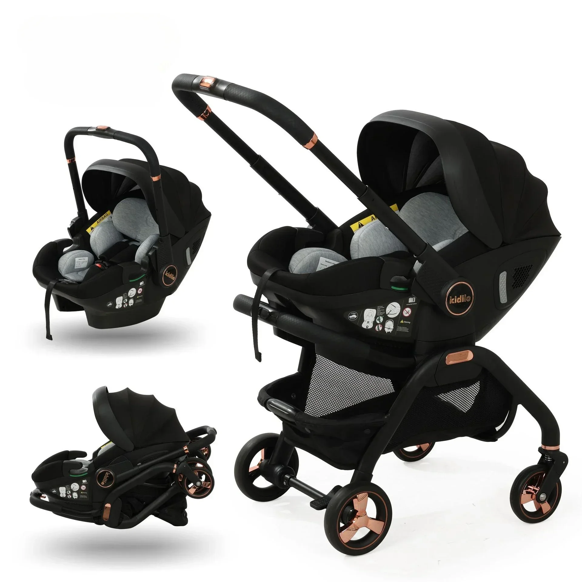 Tragbarer 3-in-1-Kinderwagen Neugeborenen-Schlaf korb Multifunktions-Kindersitz Luxus-Kinderwagen faltbar Image