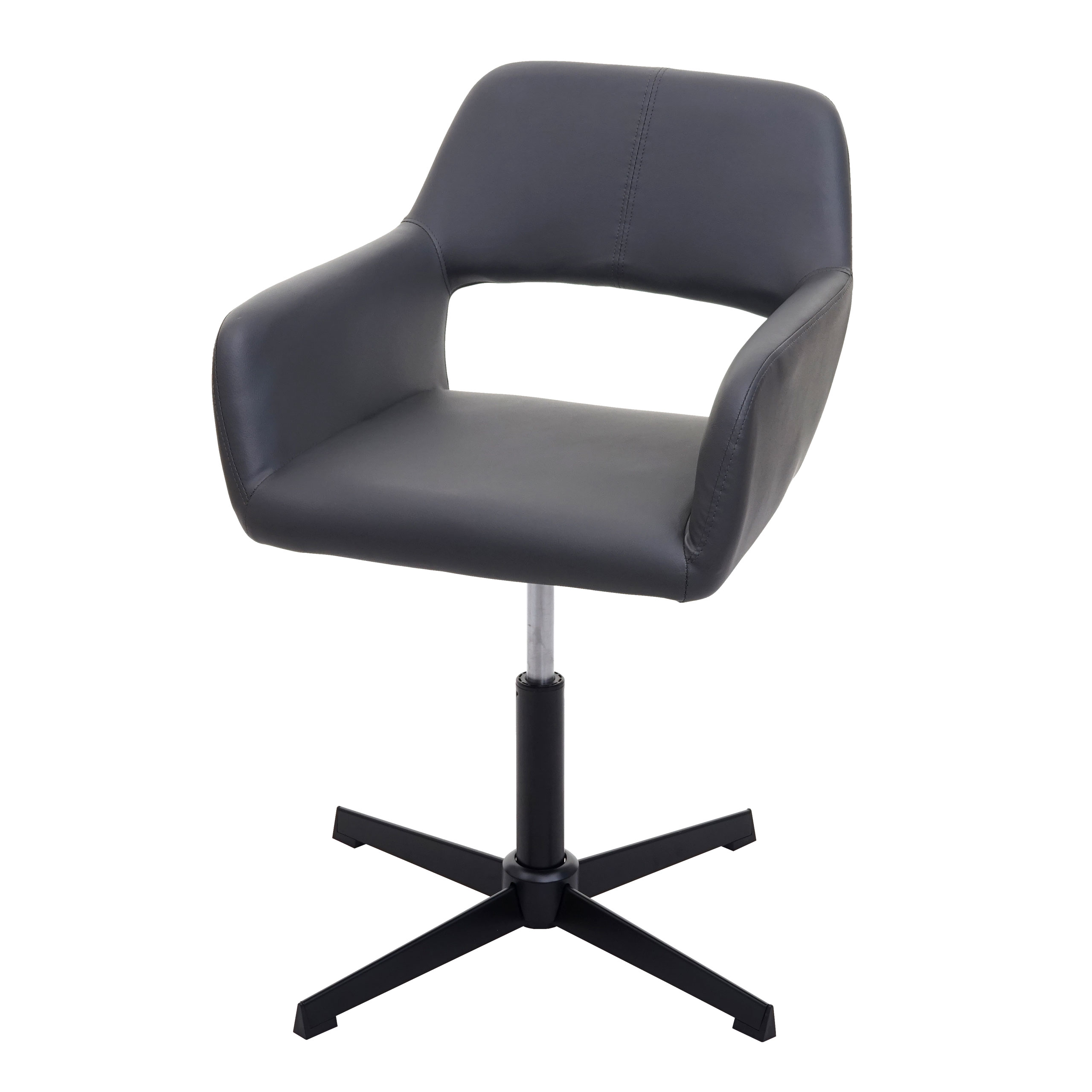 Homeoffice-Bürostuhl HWC-A50 IV, Wohnraum-Schreibtischstuhl + Esszimmerstuhl ~ Kunstleder grau, Fuß schwarz