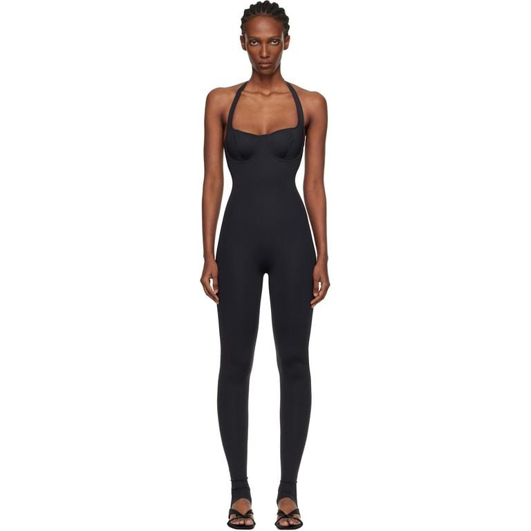 Body Halter Stirrup Unitard - Black - Skims Jumpsuits