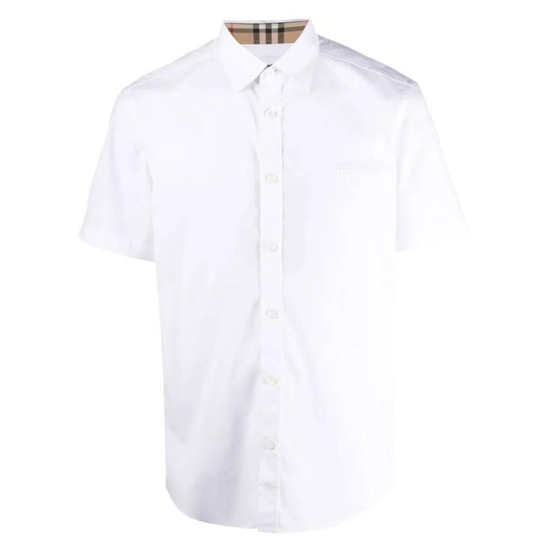Monogram Motif Stretch Cotton Shirt - White - Burberry Shirts