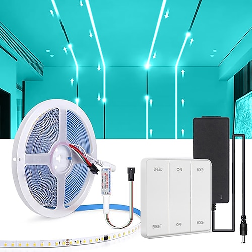 LED-Lichterkette mit fließendem Wassermotiv, 24 V, 120 LEDs, 5 m/10 m, Farben: Marrs Grün, Eisblau, Warmweiß, mit Bedienfeld, weiße LED-Lichterkette, LED-Lichterkette mit Pferderennmotiv für Image