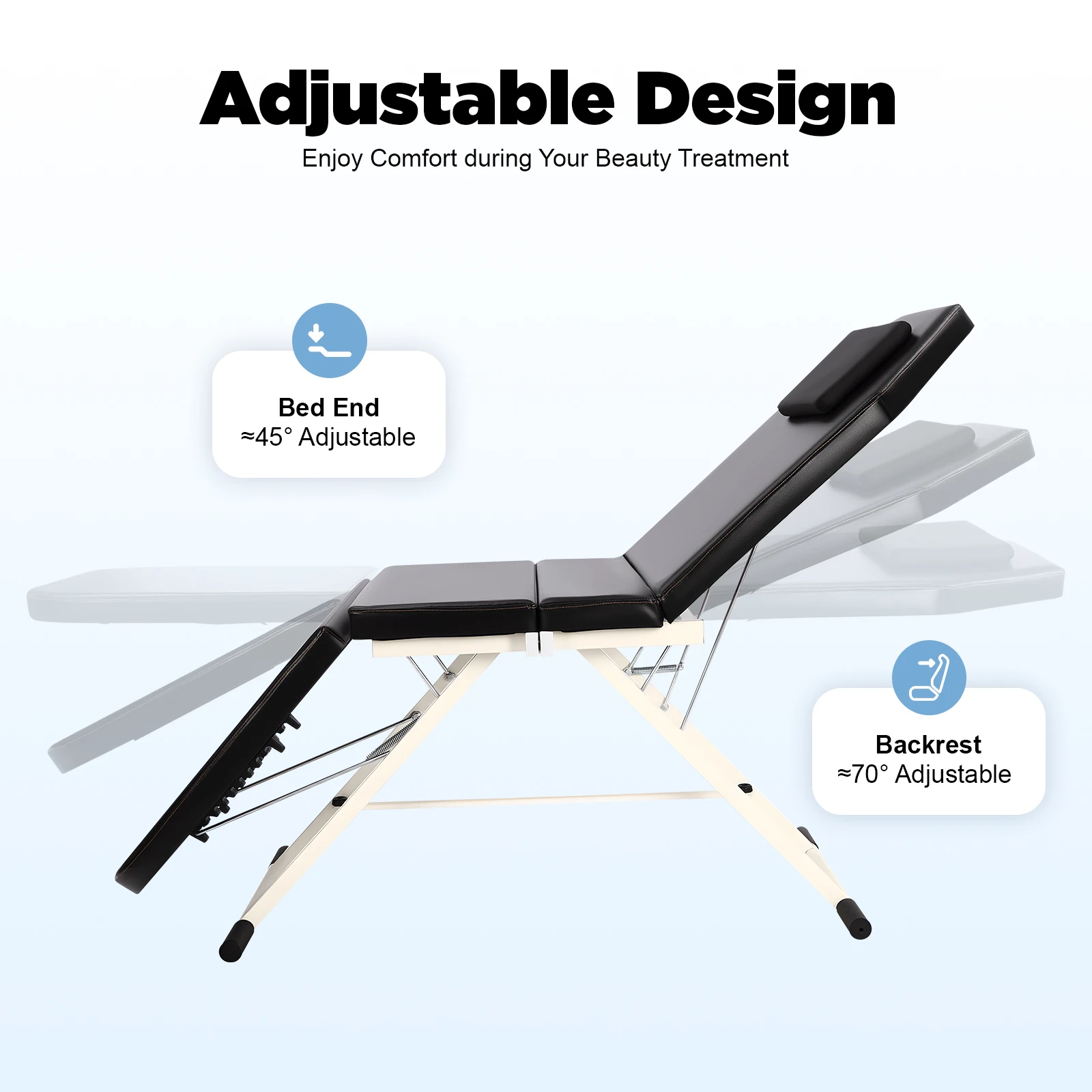 Table de massage pliable, lit de beauté portable, réglable, inclinable pour salons de beauté, hôpitaux, centres de spa, cliniques
