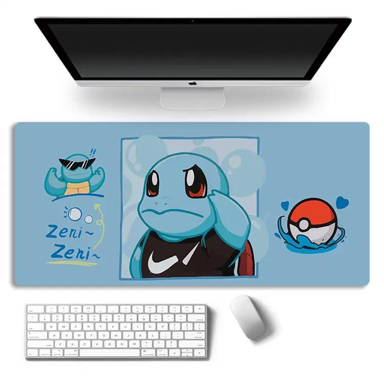Anime Cartoon Squirtle Leder-Mauspad Pokémon Pikachu Cartoon Gaming-Unterlage Extra Großes Gaming-Mauspad Rutschfeste Tastaturunterlage Image
