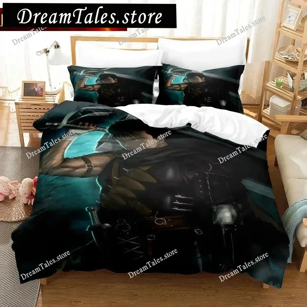 Nouvel ensemble de literie Berserk, ensemble de literie simple, double, queen, king size, ensemble de literie pour adultes et enfants, housse de couette, ensemble de draps imprimés en 3D, ensemble de