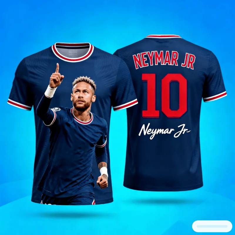 Maillot de football PSG domicile Neymar JR édition 10 à séchage rapide et respirant, t-shirt de sport à manches courtes signé pour l'été, pour la famille et les enfants, style Y2K