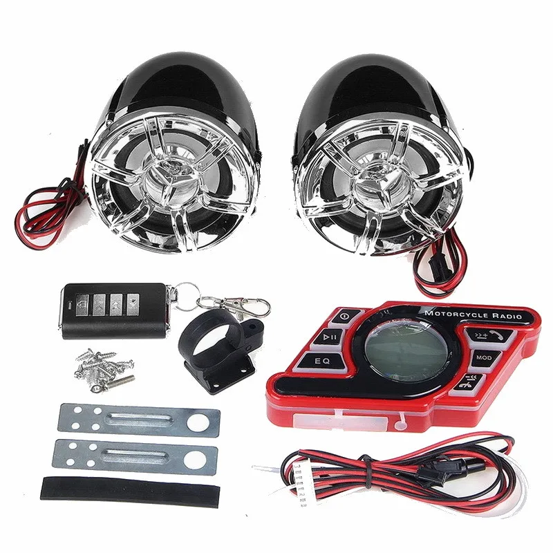 Dispositif audio MP3 antivol pour moto 3 pouces, haut-parleur de voiture MP3 pour moto électrique, étanche, avec lecteur de carte TF et radio FM