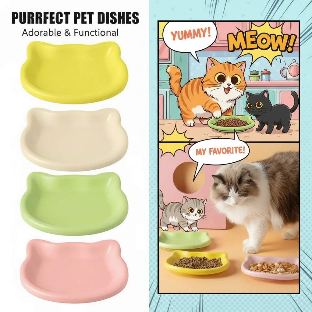 Gamelle en plastique à pieds courts pour chat, pour nourriture pour chaton, aliments en conserve, friandises, aliments lyophilisés, assiette d'alimentation pour animaux de compagnie