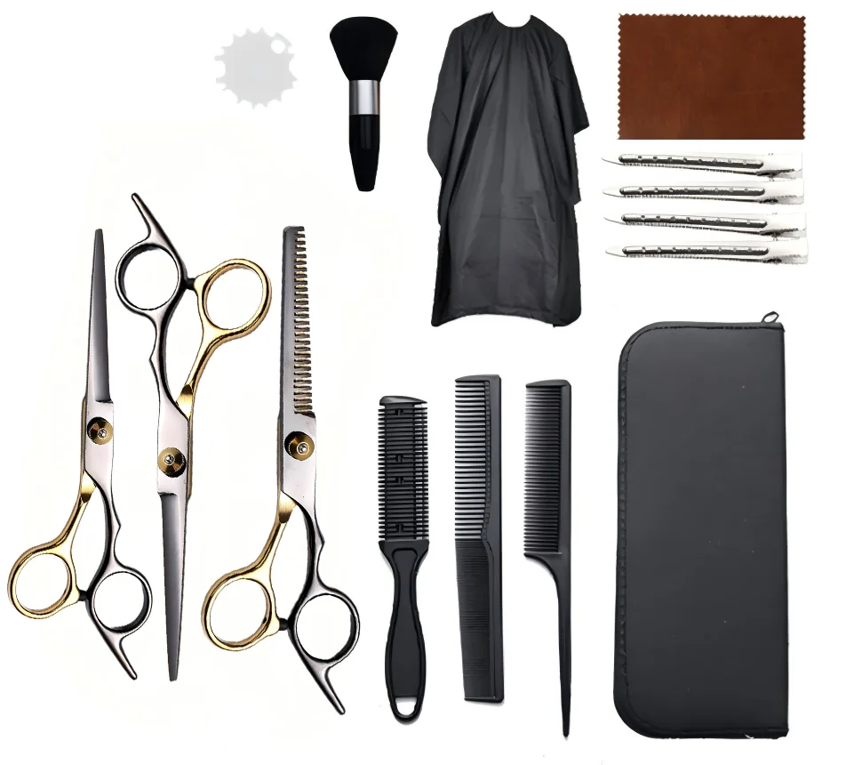15-teiliges Professionelles Haarscheren-Set aus Edelstahl für Friseure, Tierpflege und Heimsalon - Schneid- und Ausdünnungsscheren Image
