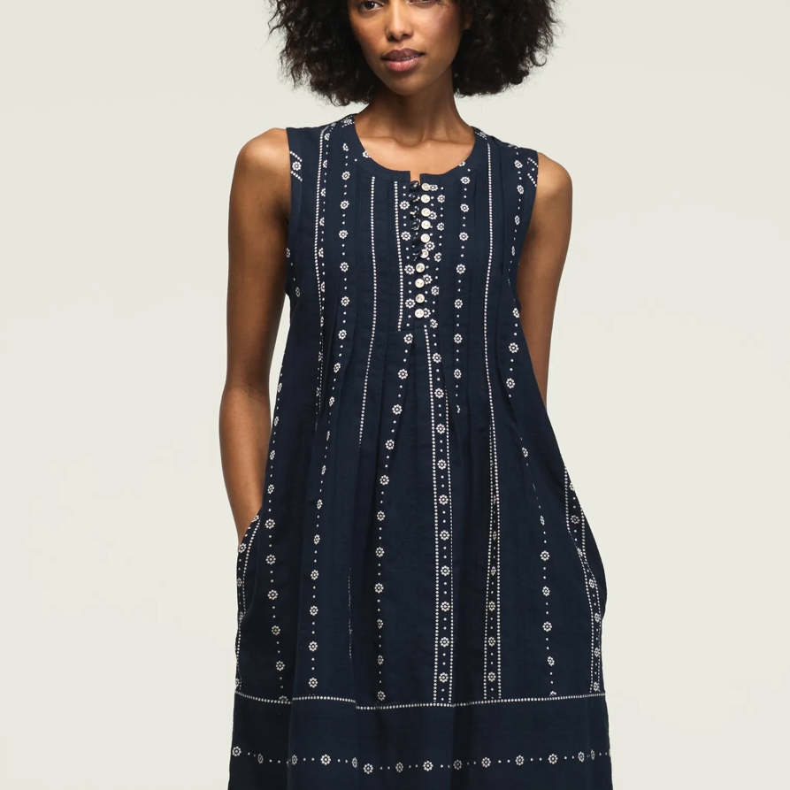 Lucky Brand Pintuck Mini Dress - Women's Clothing Dresses Mini Dress in Ombre Blue, Size L - Lucky Brand