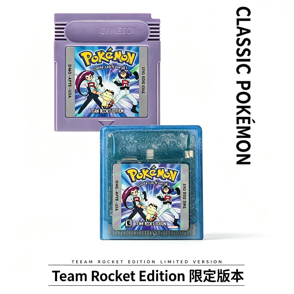 Pokemon 16-Bit-Videospielkonsolen-Cartridge GBC-Spielkarte Team Rocket Edition USA-Version Grau Ahell Crystal Shell ﻿ Image