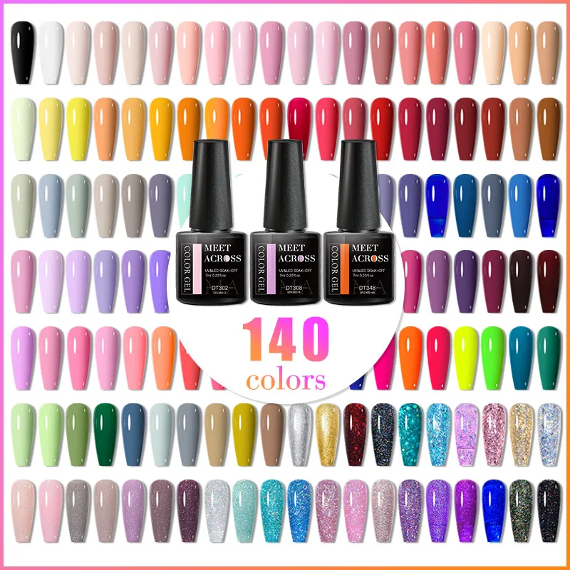MEET ACROSS 7 ml Gel-Nagellack, Frühling, 140 Farben, für Herbstdekoration, semi-permanent, matt, Decklack, Nagelkunst, UV-Gel-Lack Image