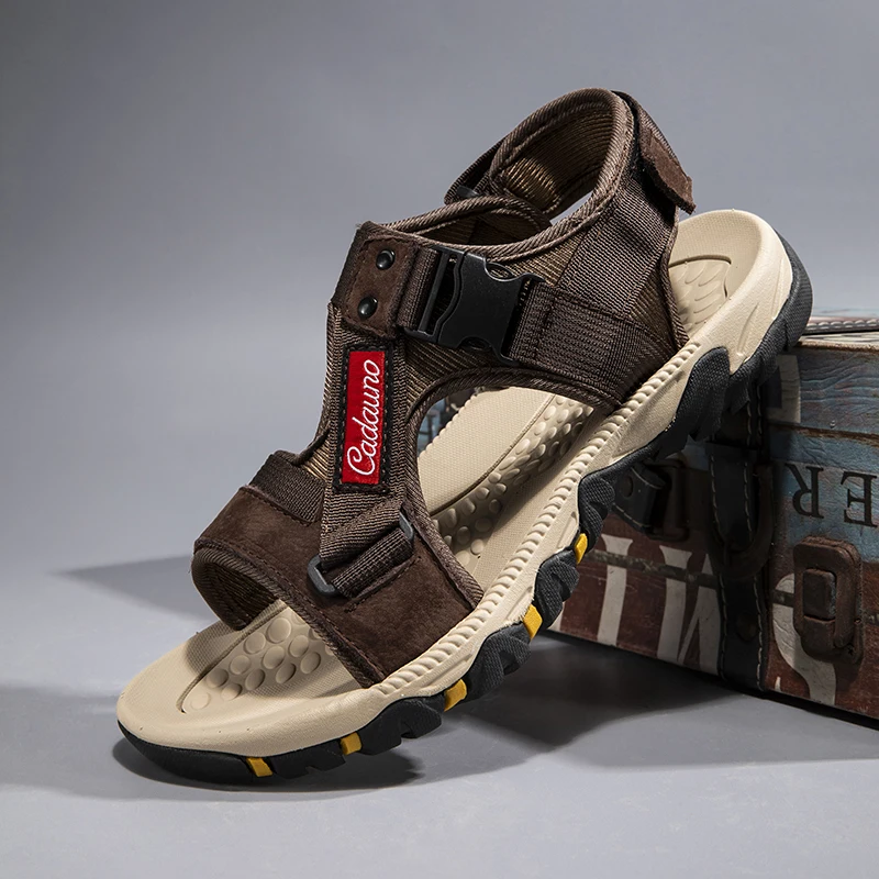 Sommer-Herrensandalen aus echtem Leder, Freizeitschuhe für Herren, Outdoor-Herrensandalen aus Leder für Herren, Strandschuhe, römische Herrenschuhe