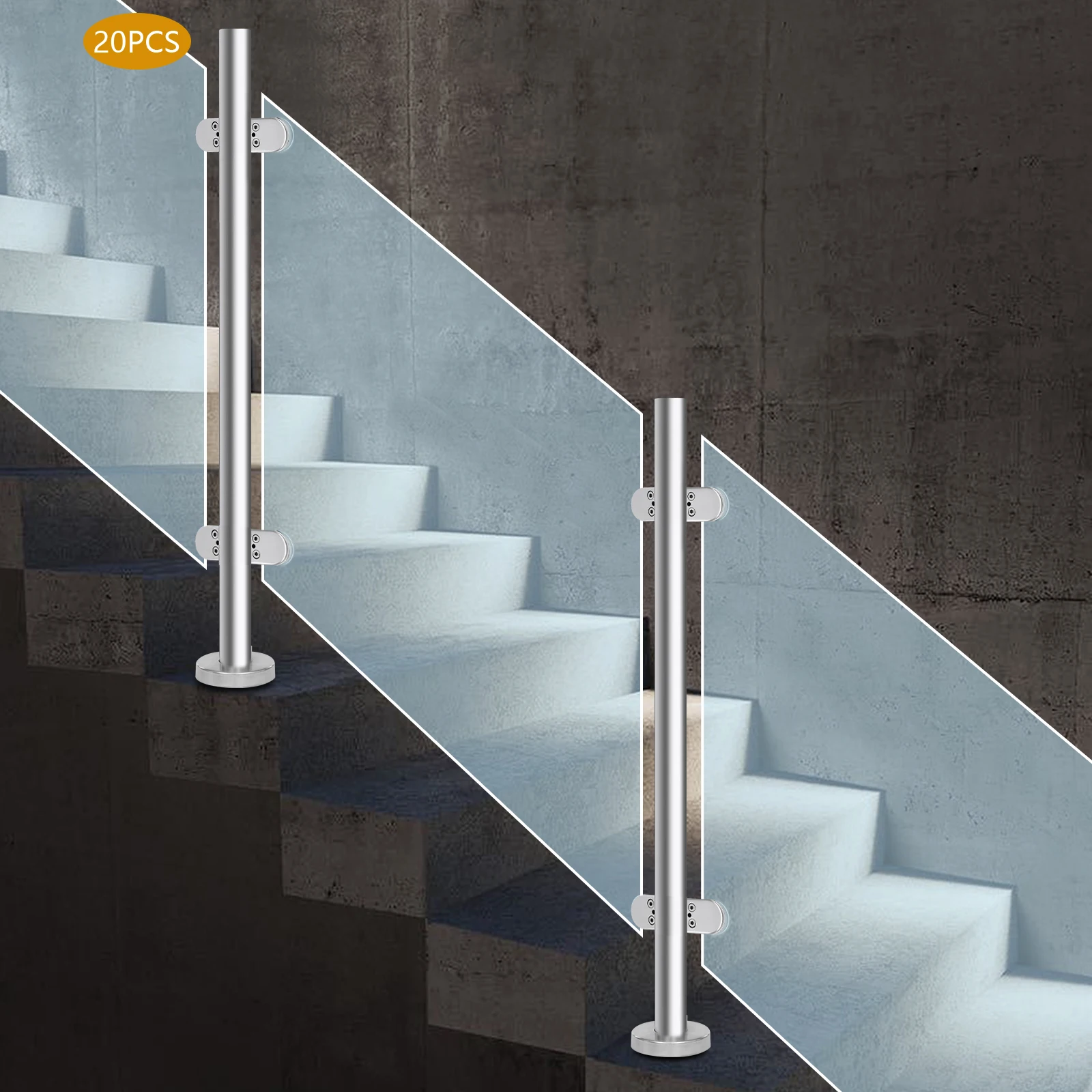 8–10 mm, 20 Stück Glashalter, Glasklemmenhalterung, Edelstahl 304, sorgfältig gestaltet, modern und elegant, abgerundete Ecken