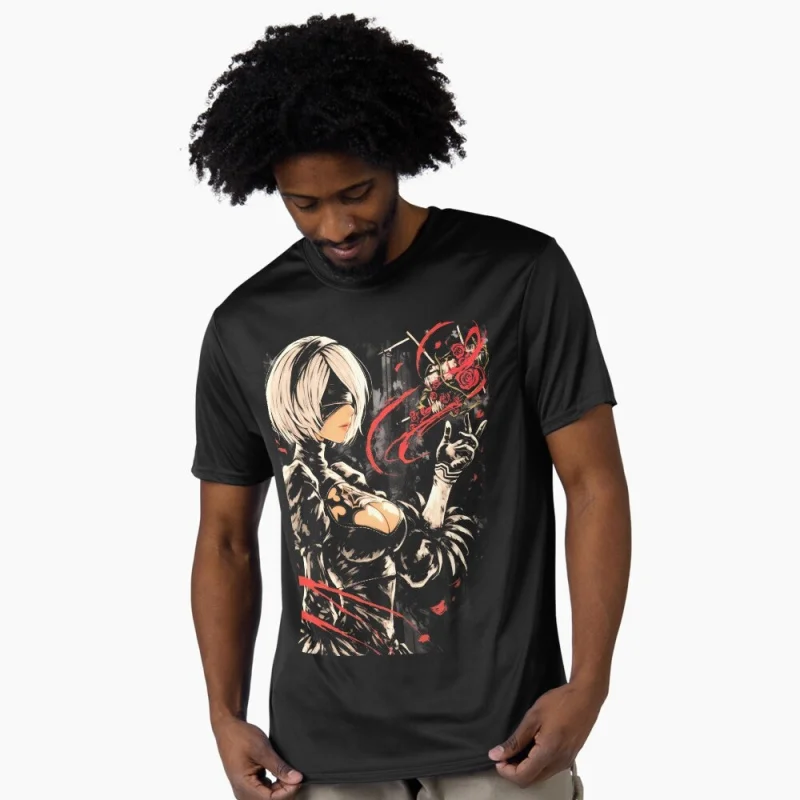 Nier Automata 2B YoRHa Anime Geschenk-T-Shirt Kawaii Waifu Grafik-T-Shirt 0322 Cyber Punk Y2K Kleidung 100% Baumwolle Große Größen Oberteile S-6XL