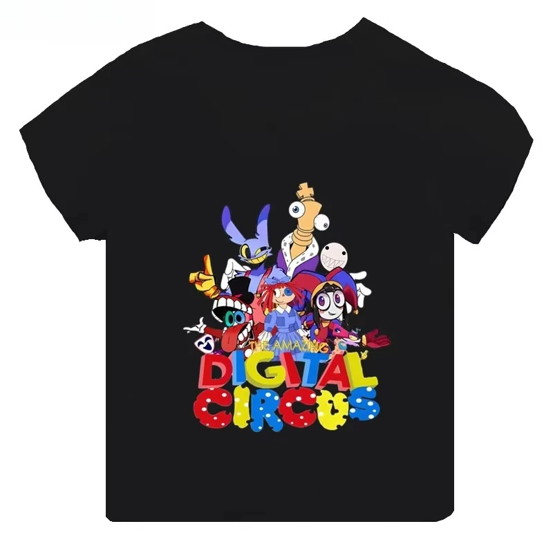 2026 Heiß begehrtes magisches digitales Zirkus-T-Shirt mit Aufdruck für Kinder, kurzärmelig, Familien-T-Shirt, geeignet für Jungen und Mädchen, Sommerkleidung Image