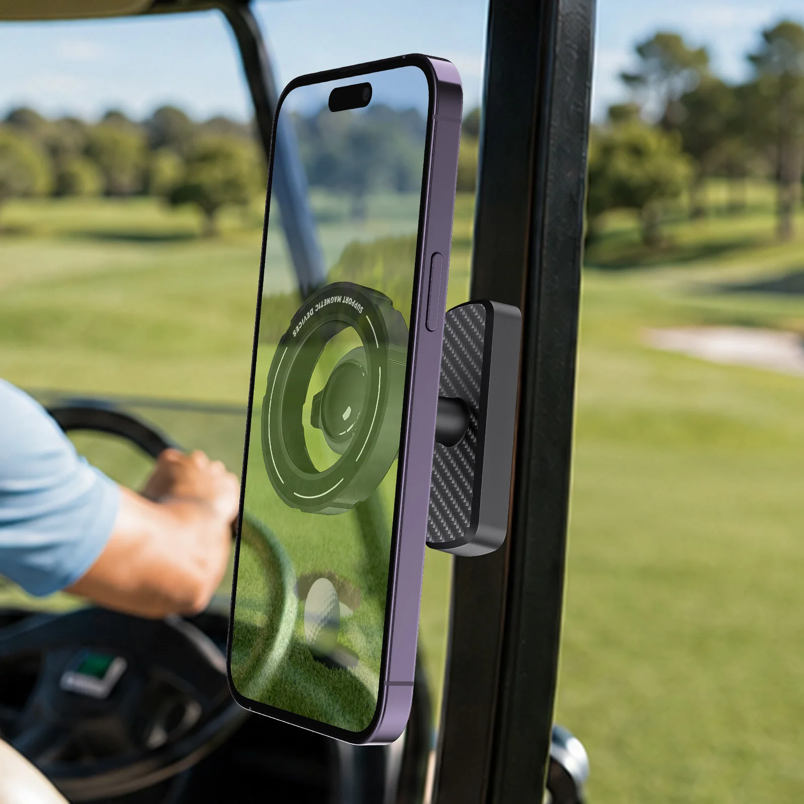 Magnetische Handyhalterung für Golfwagen, Laufband und Fitnessgeräte – Schnellbefestigung, kompatibel mit den meisten Handys, sicher