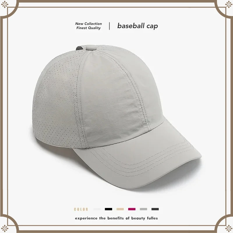 Damen-Baseballkappe mit weichem Oberteil, schnell trocknend, für Pferdeschwanz, dünn, atmungsaktives Mesh, Outdoor-Entenschnabelkappe, Sonnenschutz, Sommer Image