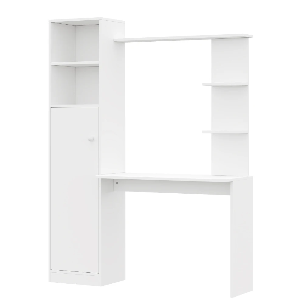 Schreibtisch, Bürotisch & Lerntisch, mit Schrank und Ablageregal, Modernes Bürodesign, 123,5 x 45 x 168,5 cm, Weiß Image