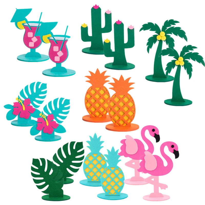 2 Stück Tropische Party Flamingo Kaktus Kokosnussbaum Herzstück Tischdekoration Geburtstag Sommer Hochzeit Hawaiianische Party Dekoration Image