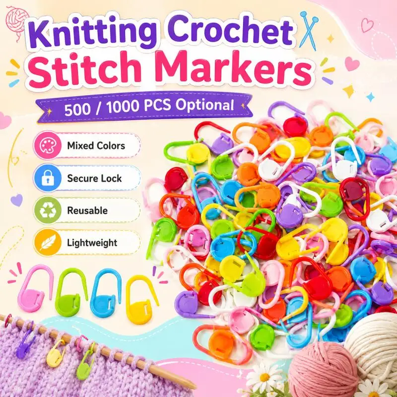 50/100/200 Stück Gemischte Farben Strickmarkierer Häkelmarkierer Verschließbare Maschenmarkierer Nadelclips Strick- und Häkelmaschenmarkierer Image