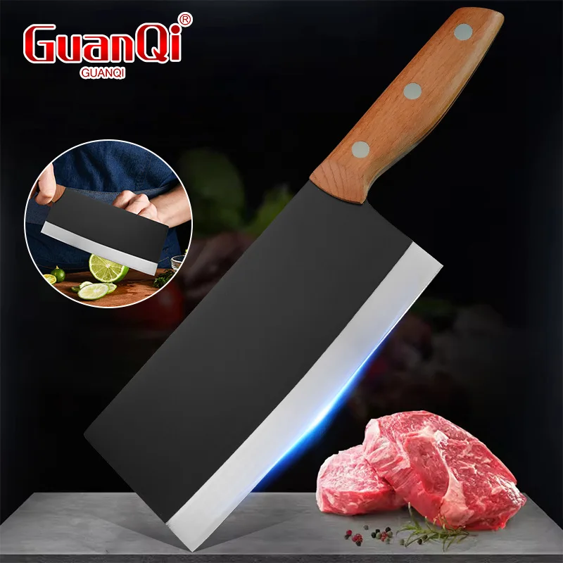 Zerkleinerer Messer Holzgriff Scharfes Hackmesser Schneiden Metzgermesser Handgefertigte geschmiedete Küchenmesser Knochen Fleisch und Geflügel Kochutensilien Image