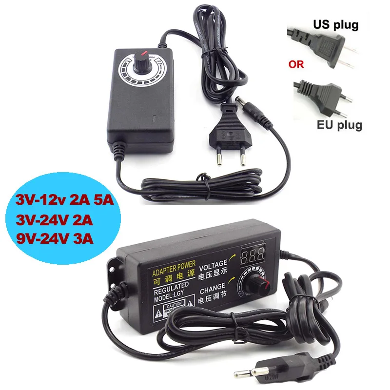 AC100-220V zu DC 3V-12V 3V-24V 9V-24V 2A 3A 5A Netzteil Einstellbare Versorgung Stecker LED Treiber Adapter LED Streifen Licht M20 Image