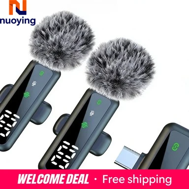 2,4G Kabelloses Lavalier-Mikrofon mit Digitalanzeige, Geräuschunterdrückung, 3-in-1 Plug-and-Play, 48kHz für iPhone, Android, PC, Live-Streaming & Aufnahmen Image