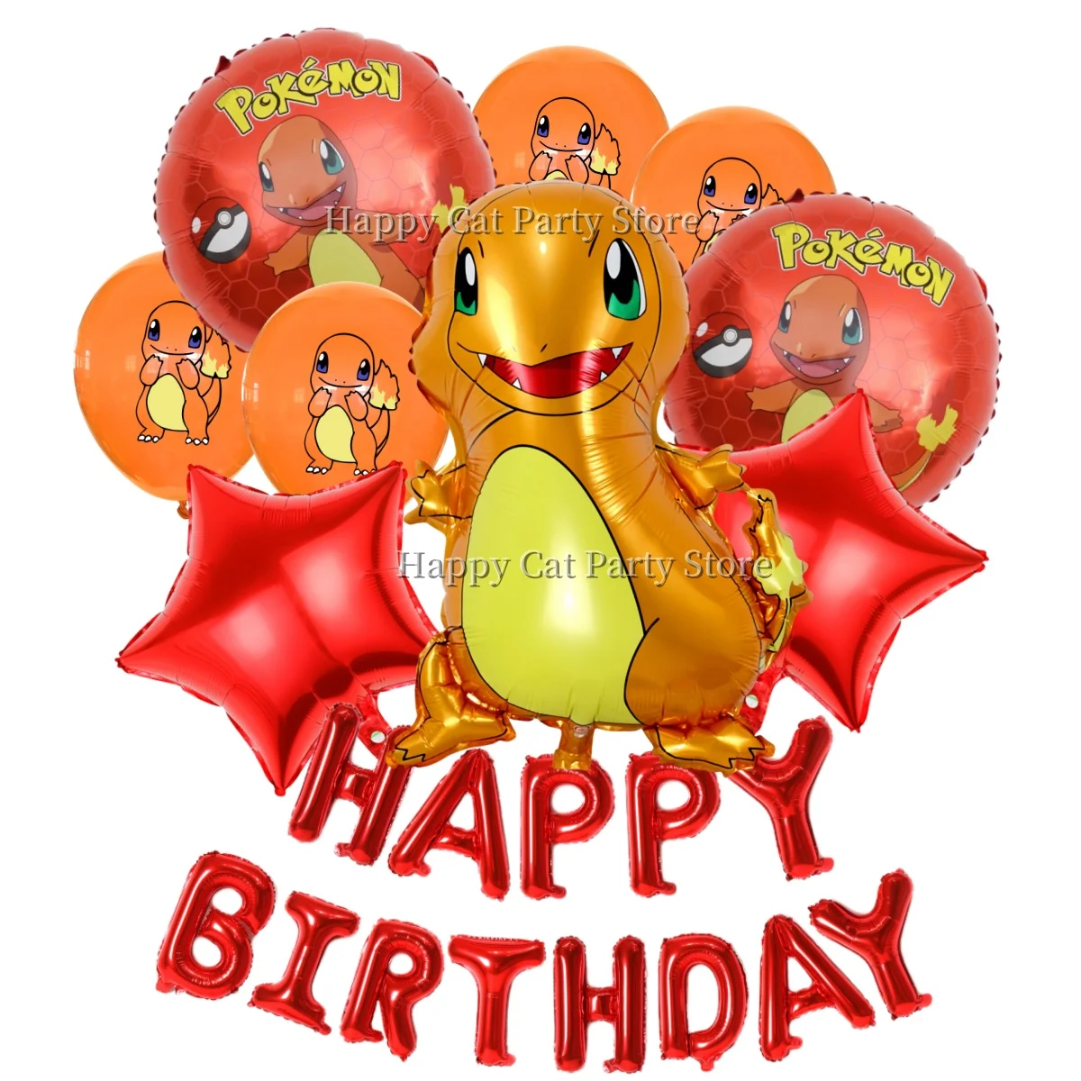 Glurak-Ballon-Set, alles Gute zum Geburtstag, Folie, Globo-Party-Dekoration, Glurak-Latexballons, Babyparty, Kind, Jungen, Partyzubehör Image