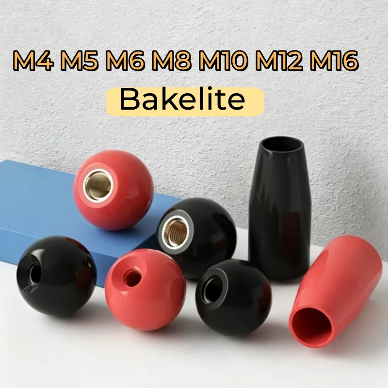 M4 M5 M6 M8 M10 M12 M16 Rot-Schwarzer Kugelgriff Werkzeugersatzgriff Langer Hülsengriff Bakelit-Handgriff Image