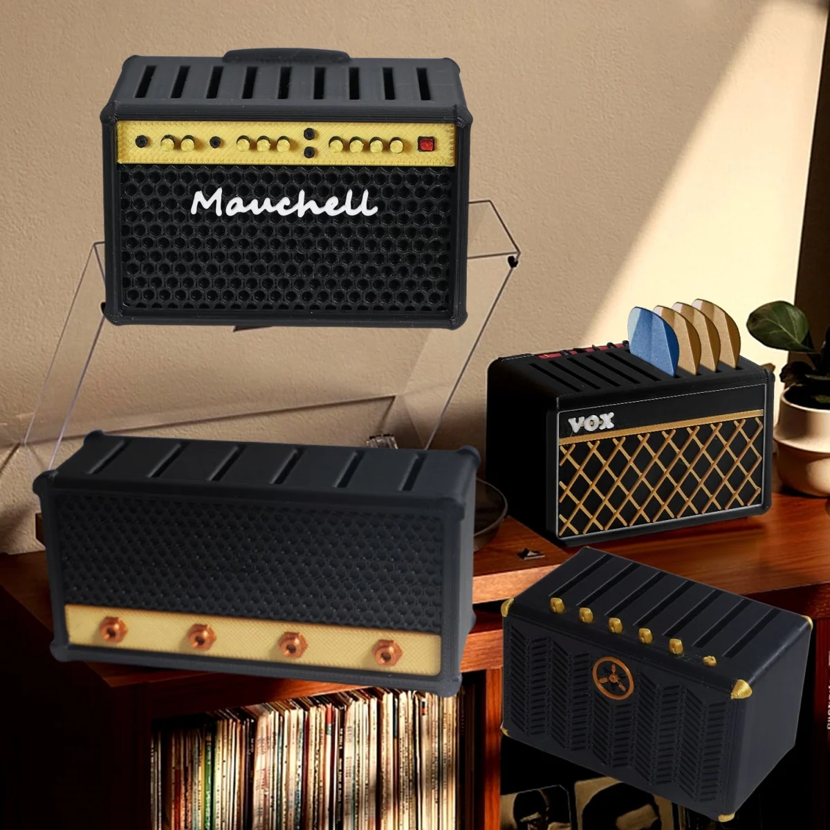 Gitarren-Plektrum-Halter, 3D-gedruckter Amp-Lautsprecher-Picks-Halter/Lautsprecher-Form-Design für Gitarristen und Aufbewahrungsbox für Musikliebhaber Image