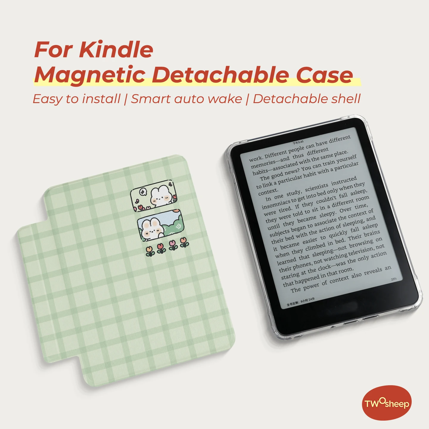 Twosheep Hülle für Kindle 11. Generation, Colosoft Paperwhite 12. 11. 10. 7. Generation, magnetisch abnehmbar, transparente Rückseite, automatische Aufwach- und Schlaffunktion, niedlicher Stil Image