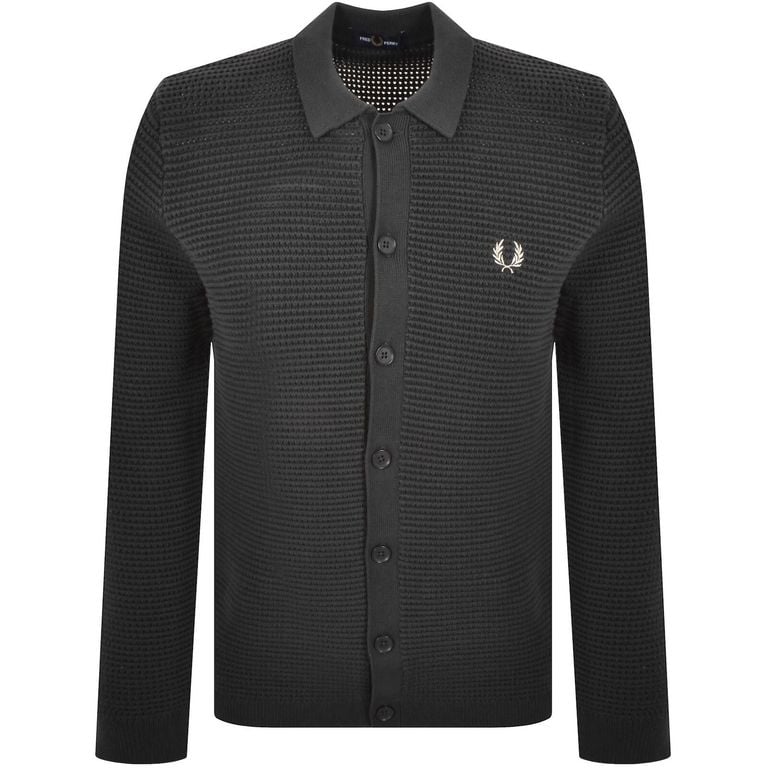 Pointelle Cardigan Anchor - Black - Fred Perry Knitwear