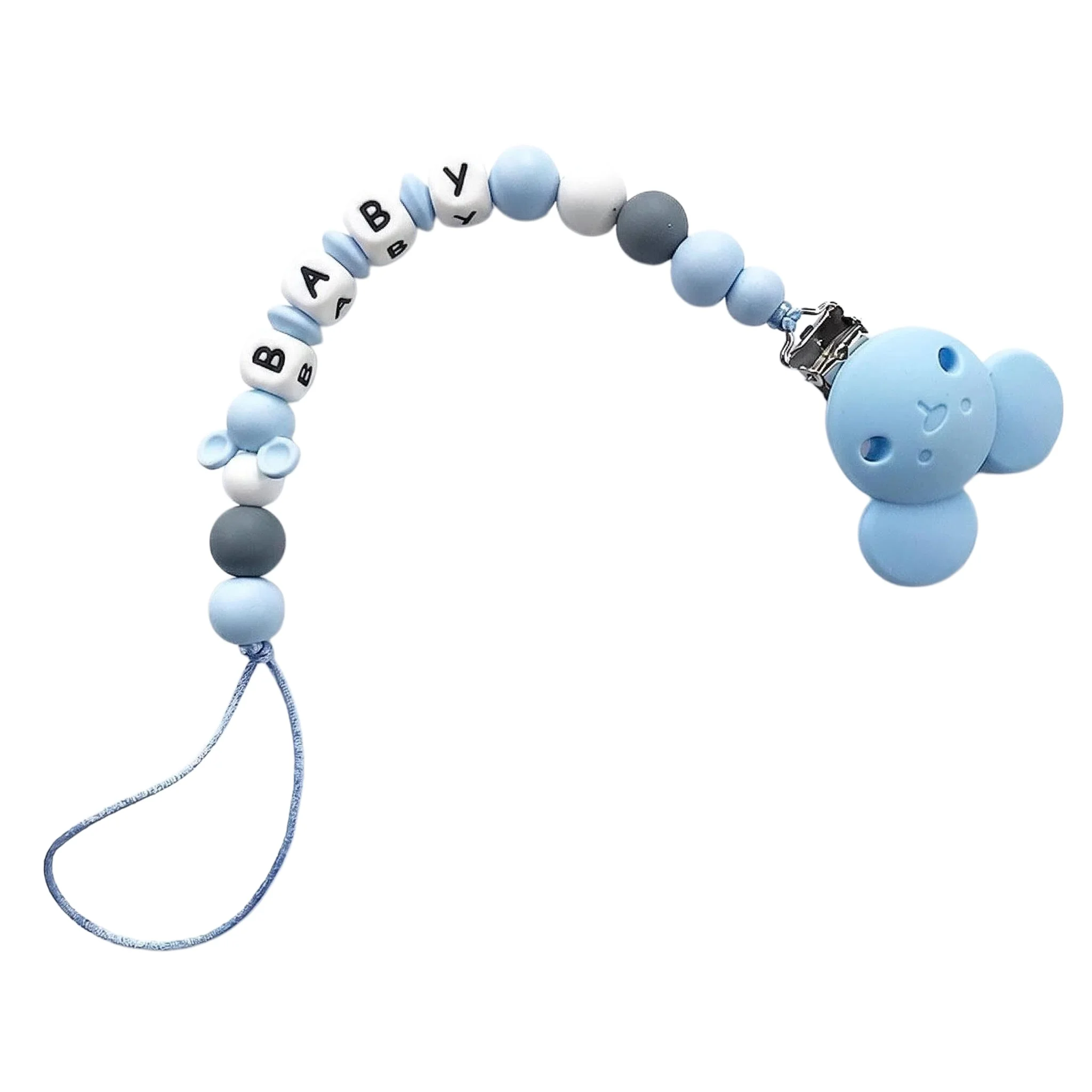 Nicht-personalisierte Baby-Schnullerkette mit Silikonperlen, Maus-Design, BPA-frei, Anti-Verlust-Beißring, Schnullerhalter, Babyparty-Geschenk Image
