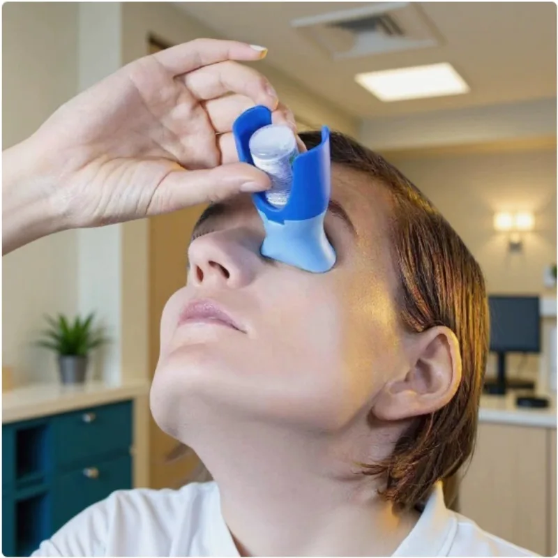 Ophthalmologischer Augentropfen-Helfer: Universelles Kunststoff-Anti-Stich-Tropfgerät für bequemes Anbringen Image
