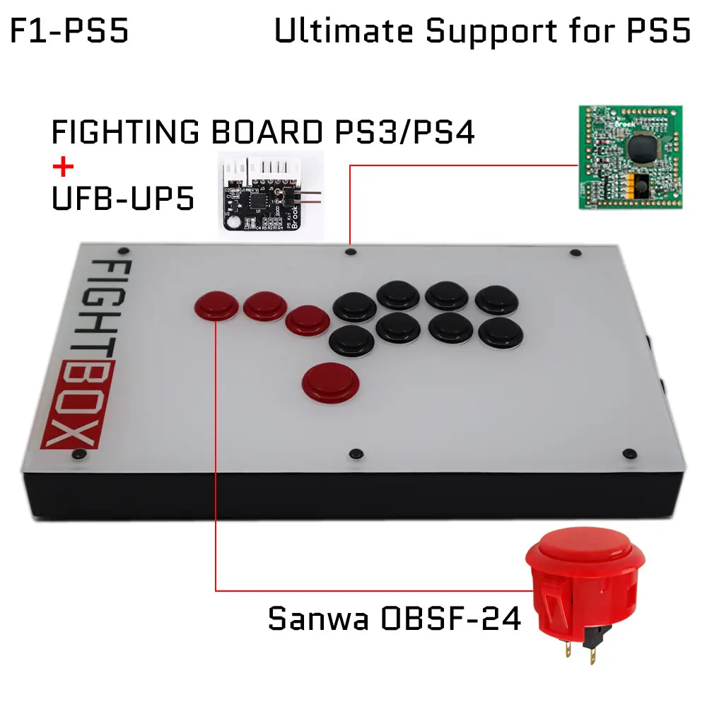 FightBox F1 FIGHTING BOARD-UP5 All Buttons Hitbox Style Arcade Joystick Fight Stick Game Controller For Xbox x/s/PS5/PS4/PC