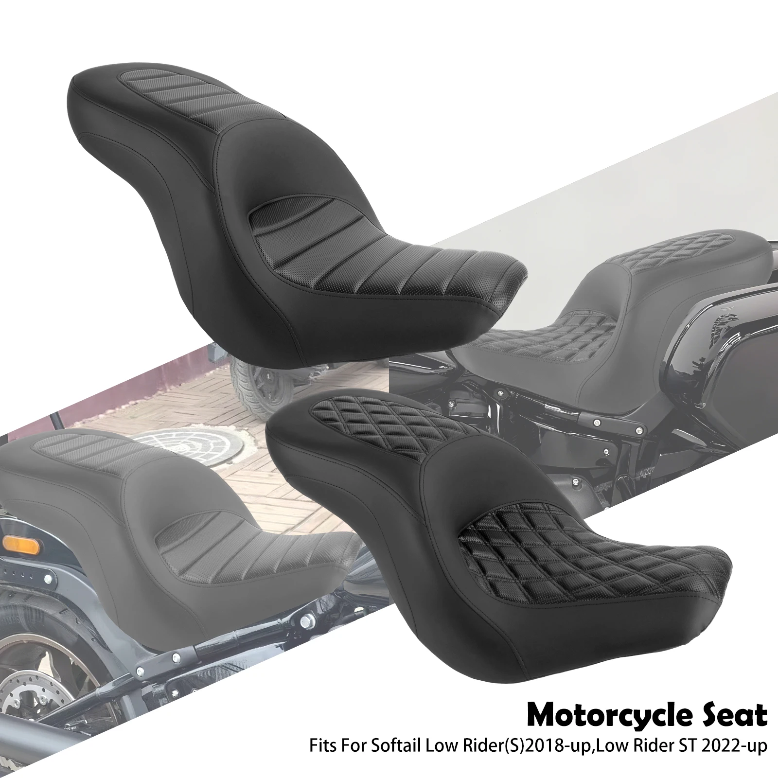 Motorrad Zweisitzer-Sitzkissen Fahrer- und Beifahrersitzauflage für Harley Softail Sport Glide Low Rider S 2018-24 Low Rider ST 2022-24