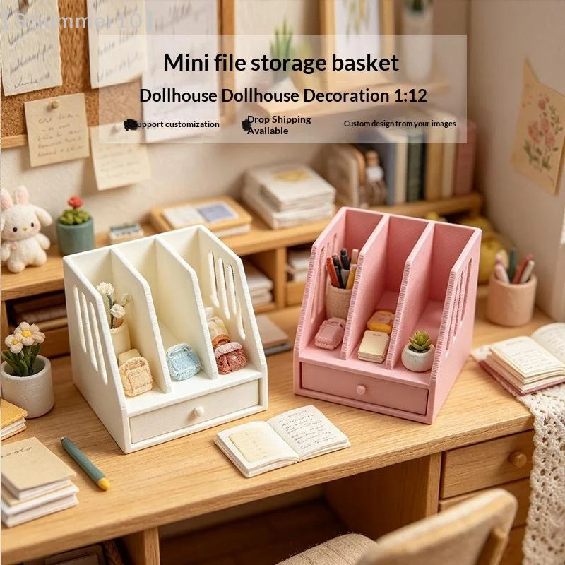 【SSummer10】1 Stück Miniatur-Ablagekorb für den Schreibtisch für 1/12 Puppenhaus, Mini-Aktenschrank, Szene, Spielhaus, Spielzeugornament【SS】 Image