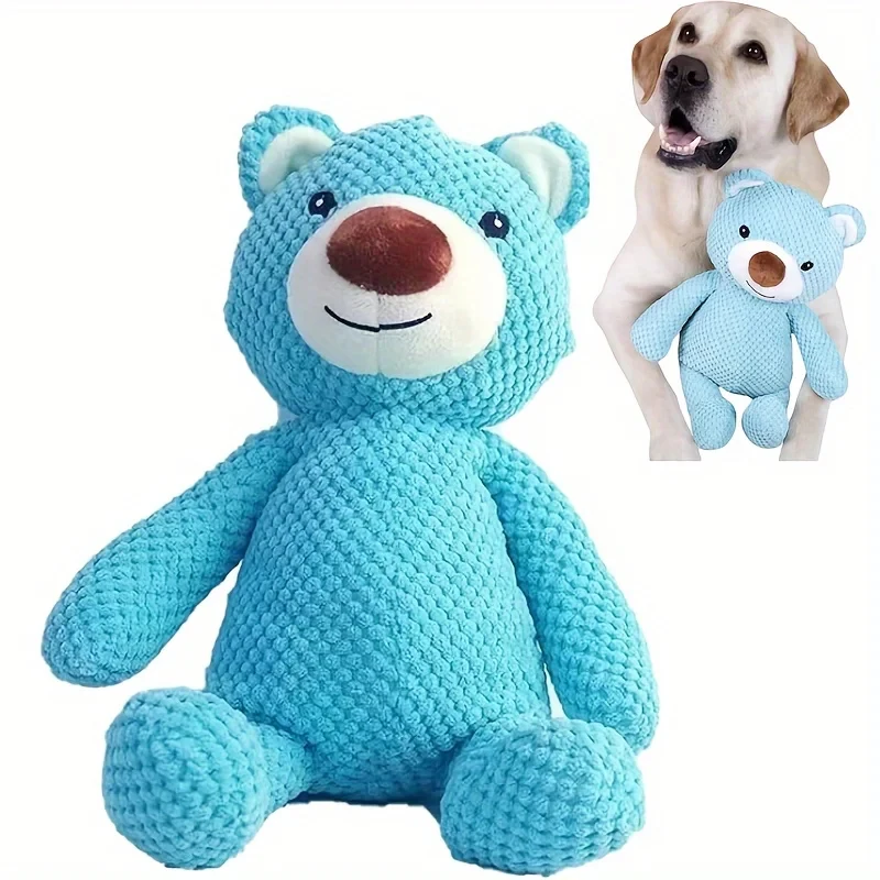 Bärenförmige Plüsch-Hundespielzeuge mit Quietschgeräuschen, Weiche Plüsch-Kauspielzeuge für Haustiere, Zahnpflege-Spielzeug, Haustierzubehör Image