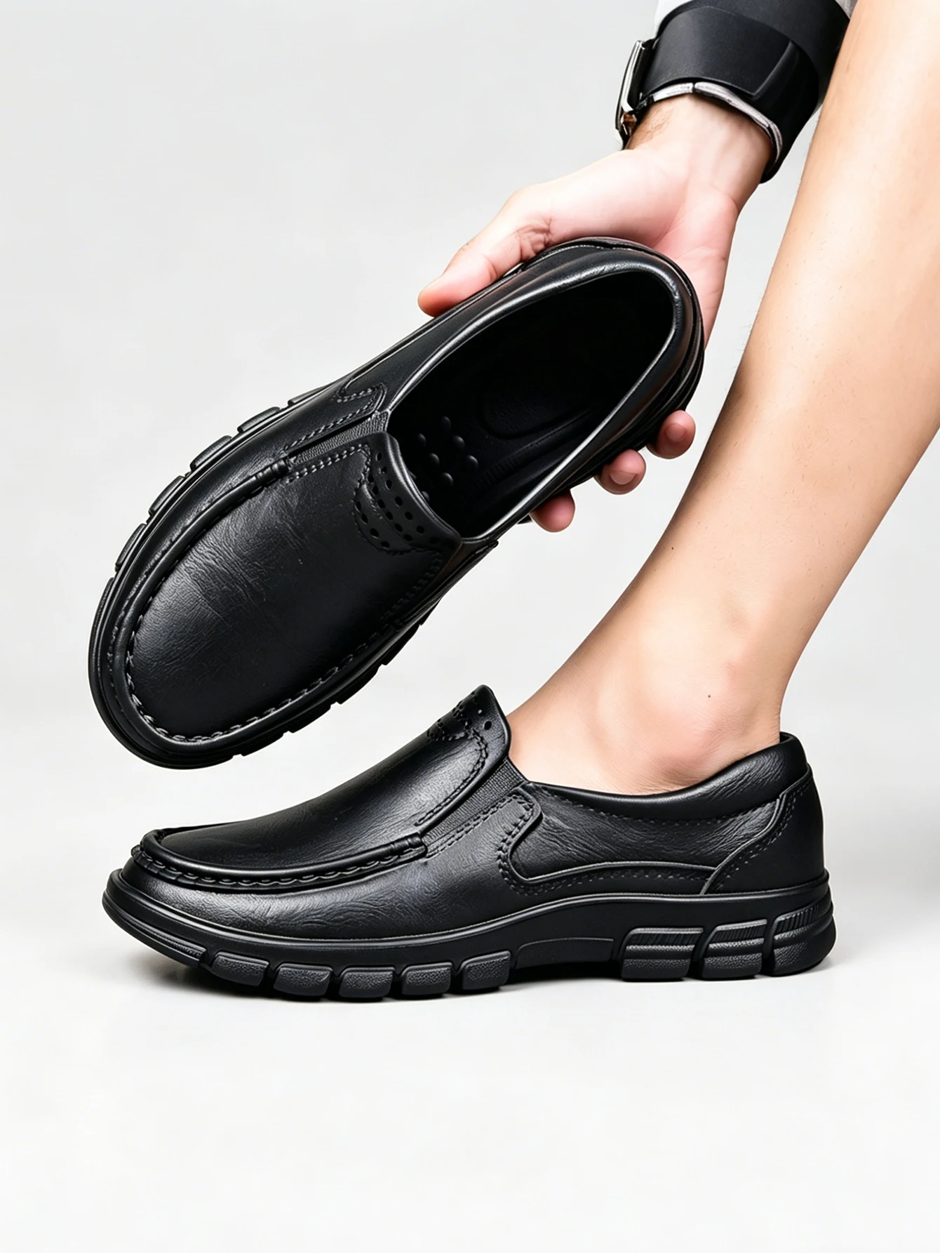 Herren Allwetter-Freizeitschuhe, schlicht, einfarbig, EVA, einteilig, flache Slipper, spritzwassergeschützte Angelschuhe, große Größen