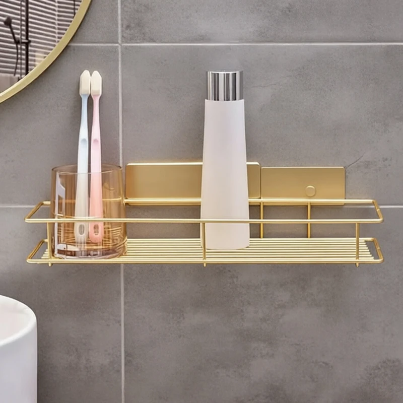 Support mural sans perçage pour gobelets de bain de bouche, style luxe léger noir et or, étagère de salle de bain hygiénique, accessoires de salle de bain