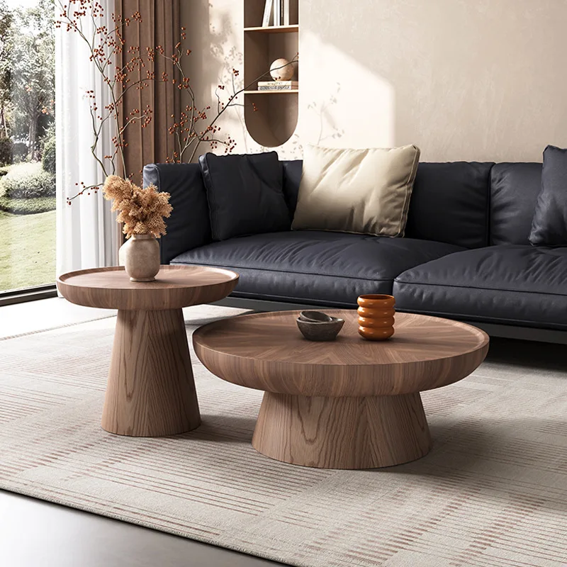 Retro-Wohnzimmer-Couchtische, seitlich, rund, multifunktional, für Zuhause, Couchtische, Balkon, Holzmöbel, 1/3 MHCJ