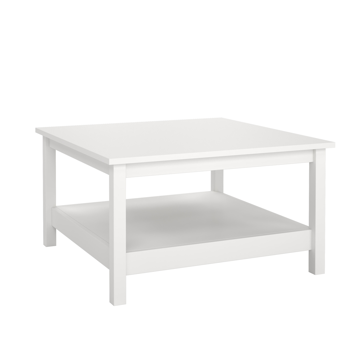 WellHome - Couchtisch mit 2 Fächern in der Farbe Weiß 81 x 81 x 45 cm - Guadalquivir Image
