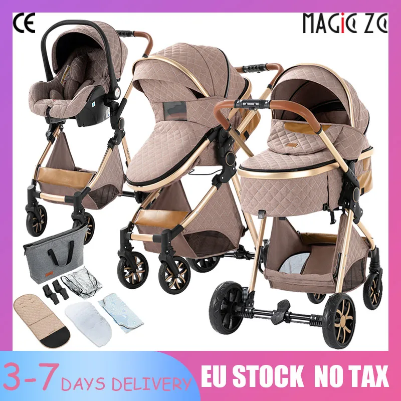 Kinderwagen 3-in-1-Reisesystem Multifunktionaler Kinderwagen Autositz Leichter Rahmen mit Einhand-Klappfunktion Babyartikel Image
