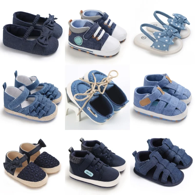 Four Season Blue Main Picture Bequeme und leichte Wanderschuhe für 0–12 Monate, weiche Sohle, rutschfeste Krabbelschuhe Image