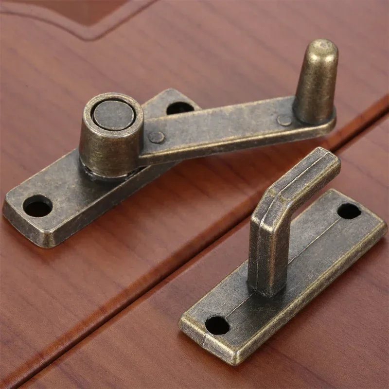 1 Set Bronze Schiebefenster-Türschloss Griff Metall-Türriegel Schutzriegel mit Schrauben Haussicherheitskette Türbeschlag Image