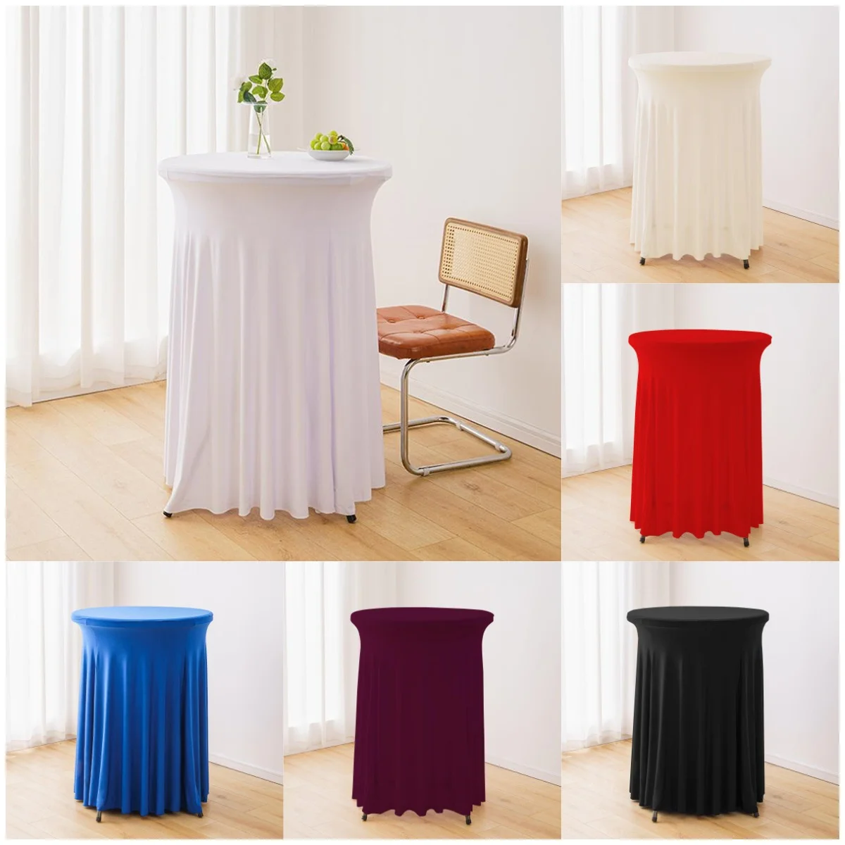 Hochwertige Cocktail-Tischdecke, Rock-Stil, Großhandel, modern, elegant, kommerzielle Besprechung, Bar, runde Sonnenblume, elastische Abdeckung Image