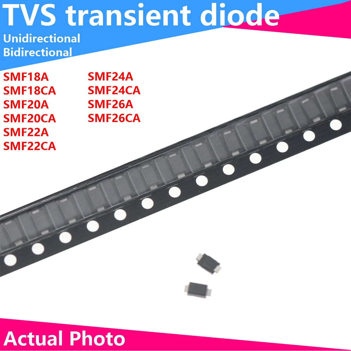 50PCS DIODE SMD SMF18A SMF18CA SMF20A SMF20CA SMF22A SMF22CA SMF24A SMF24CA SMF26A SMF26CA Image