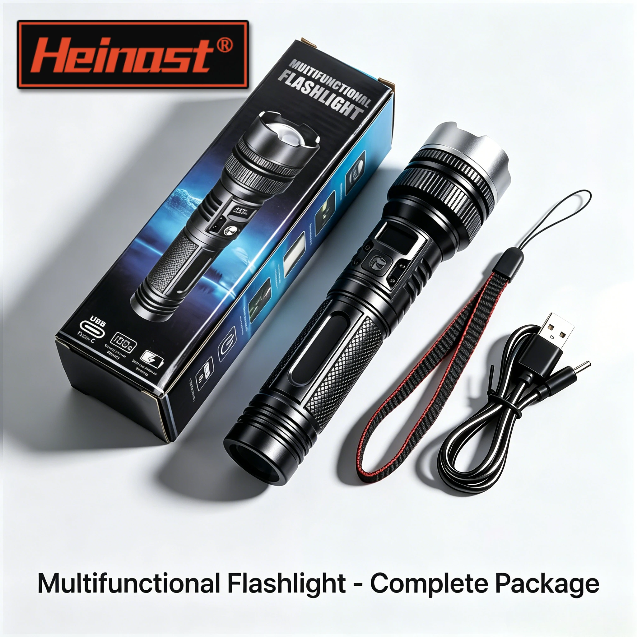 900000LM Leistungsstarke LED-Taschenlampe, wiederaufladbare USB-Zoom-Taschenlampe mit Digitalanzeige, Handtaschenlampen für Camping und Wandern Image